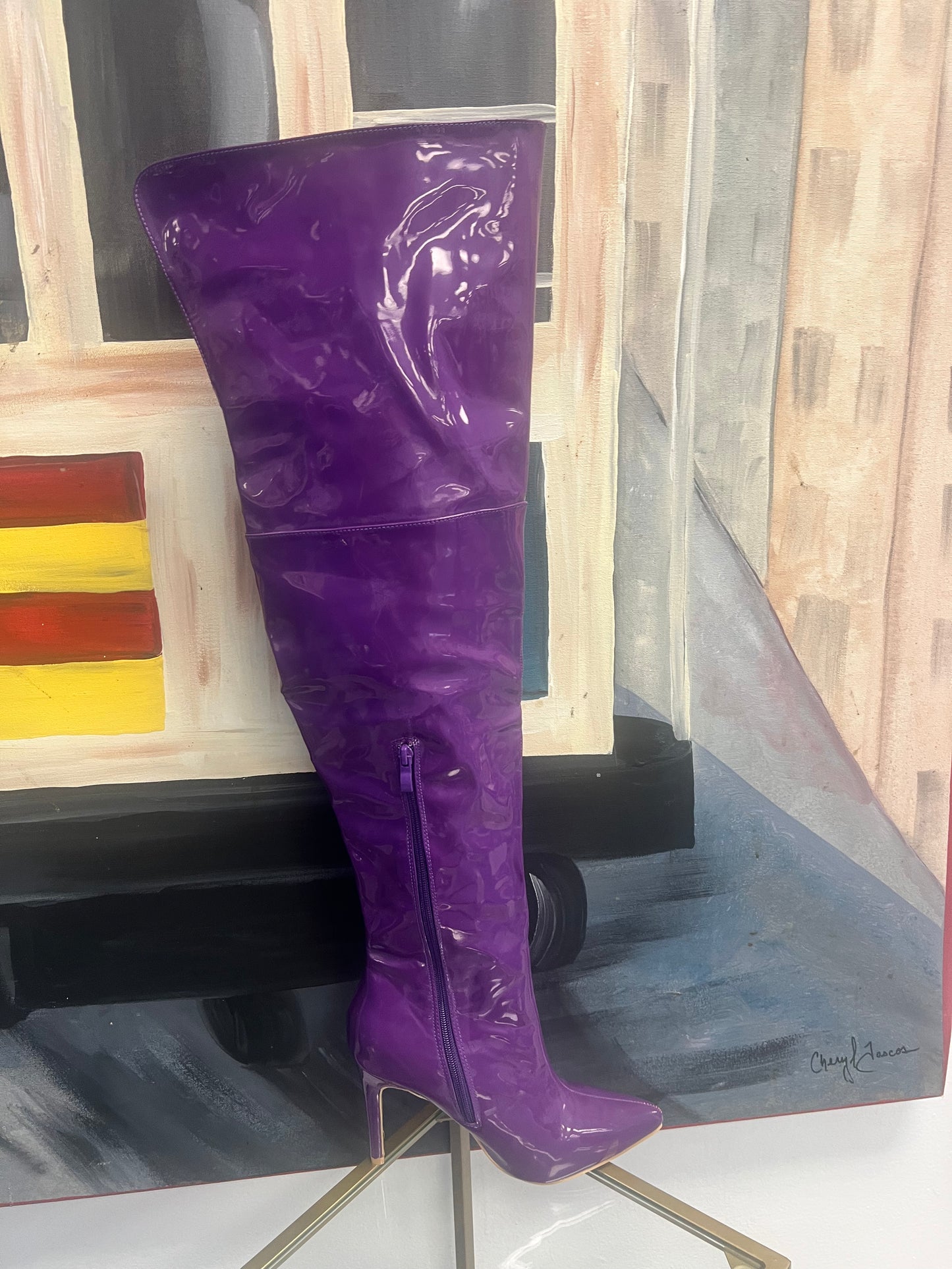 Purple PU Boot