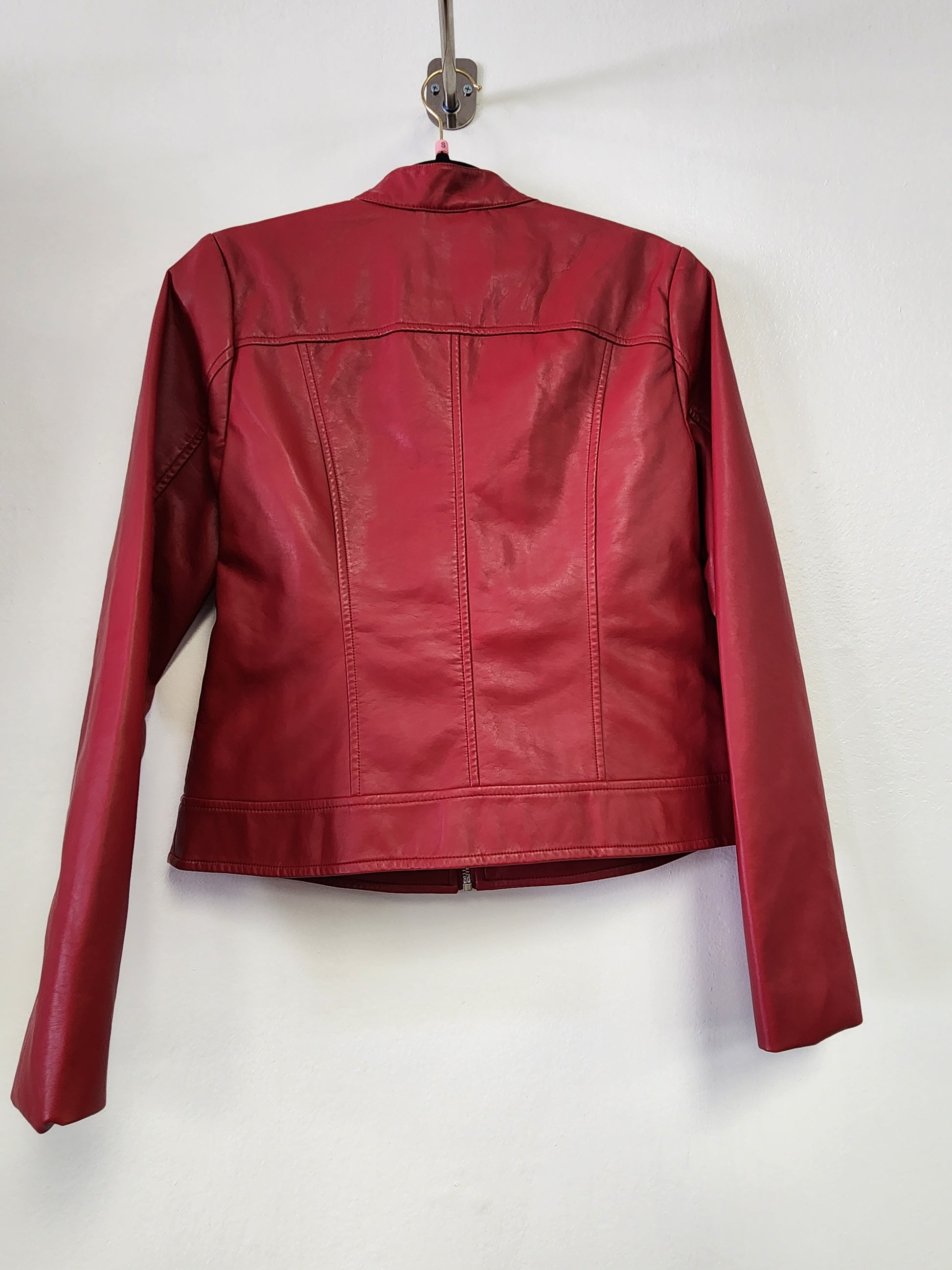 Moto Jacket w Rivets In Red - Bodi Language for Women