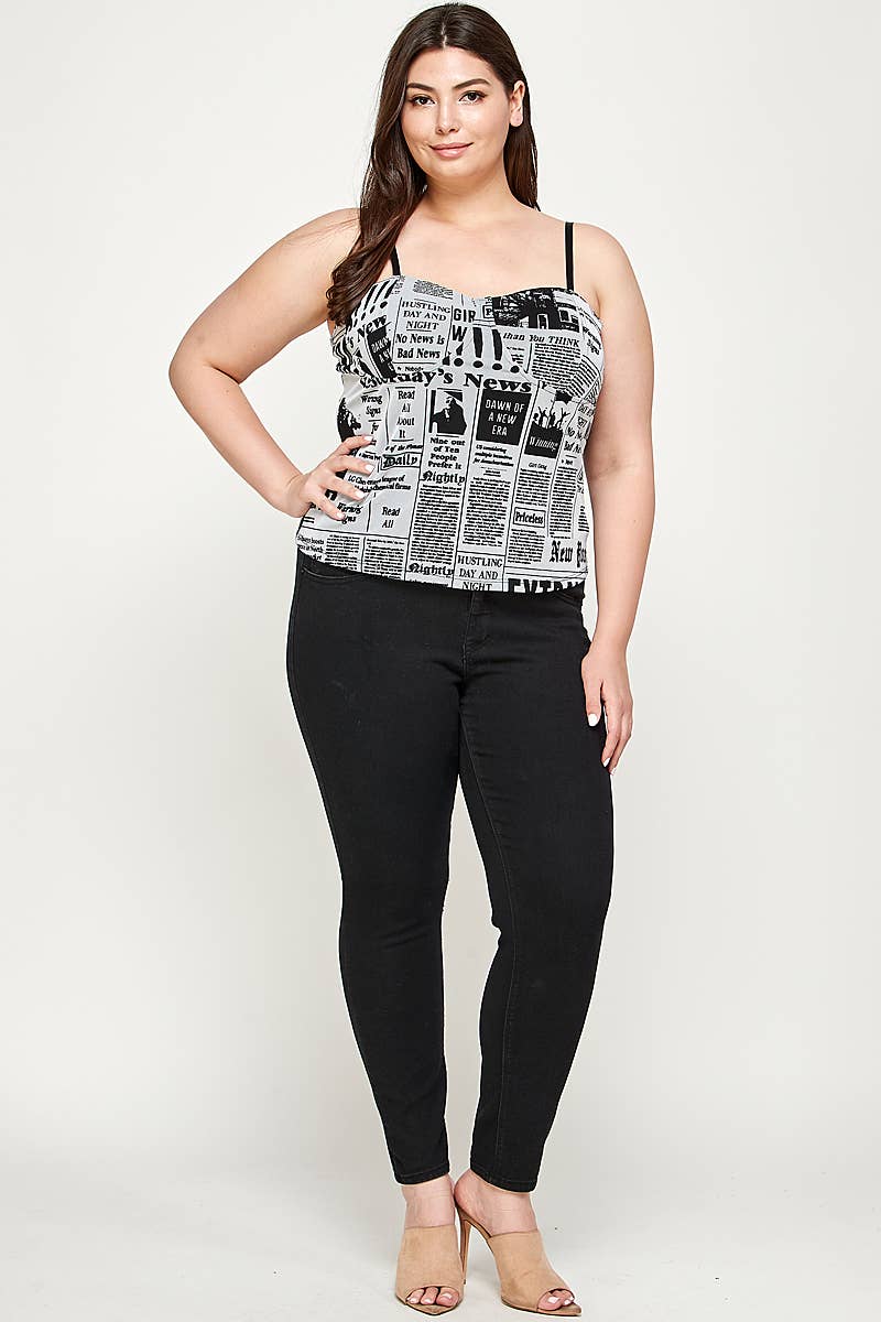 Newspaper Printed Bustier Top - Bodi Language for Women