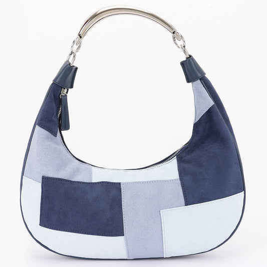 Faux Suede Hobo Bag: Blue