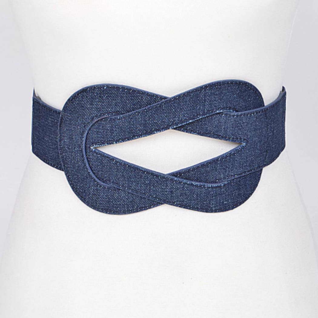 Knot Design Denim Belt: Dark Blue