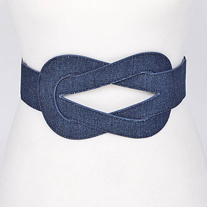 Knot Design Denim Belt: Dark Blue