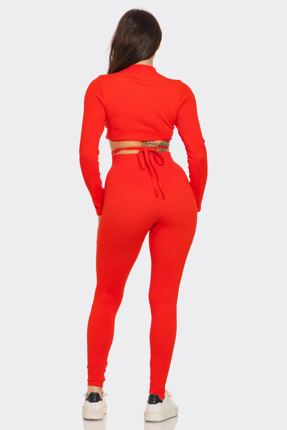 Plus Top And Legging Set: Red Orange
