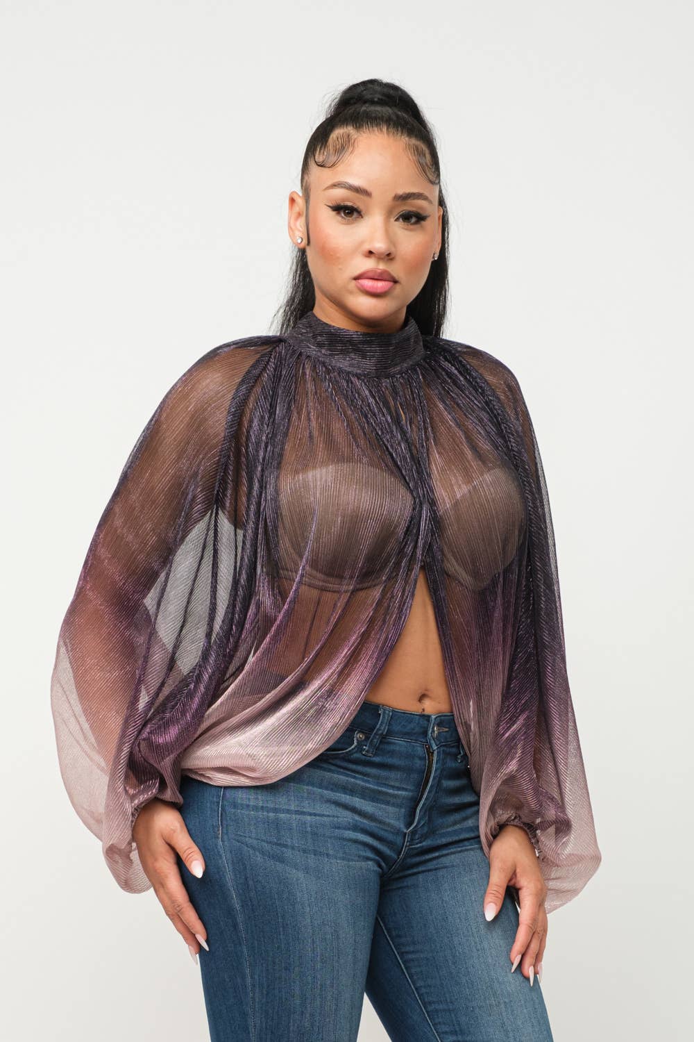 Ombre Metallic Top Bodi Language for Women