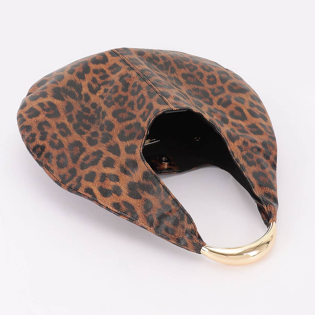 Leopard Print Faux Leather Hobo Bag