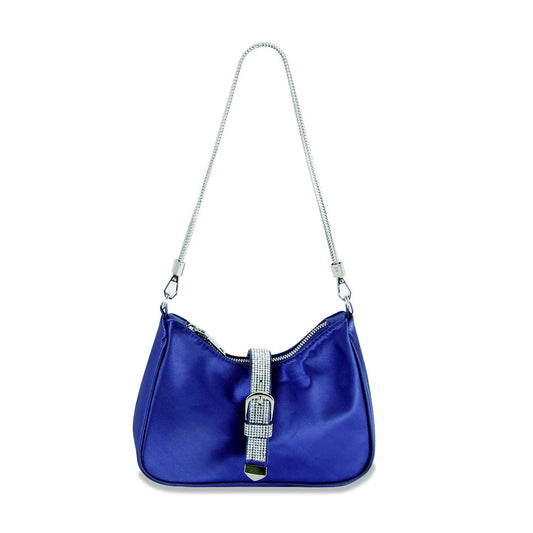 Rhinestone Buckle Hobo Handbag: Navy Bodi Language for Women