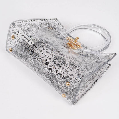 Bandana Print Transparent Bag: Clear