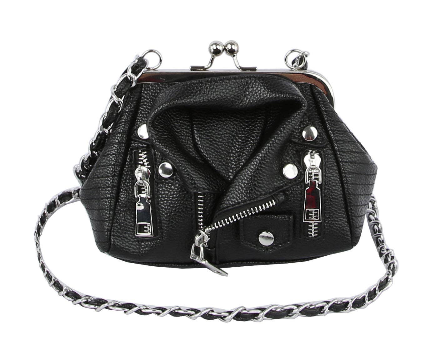 Women Motorcycle Biker Jacket Bag Clutch: BLACK Bodi Language for Women