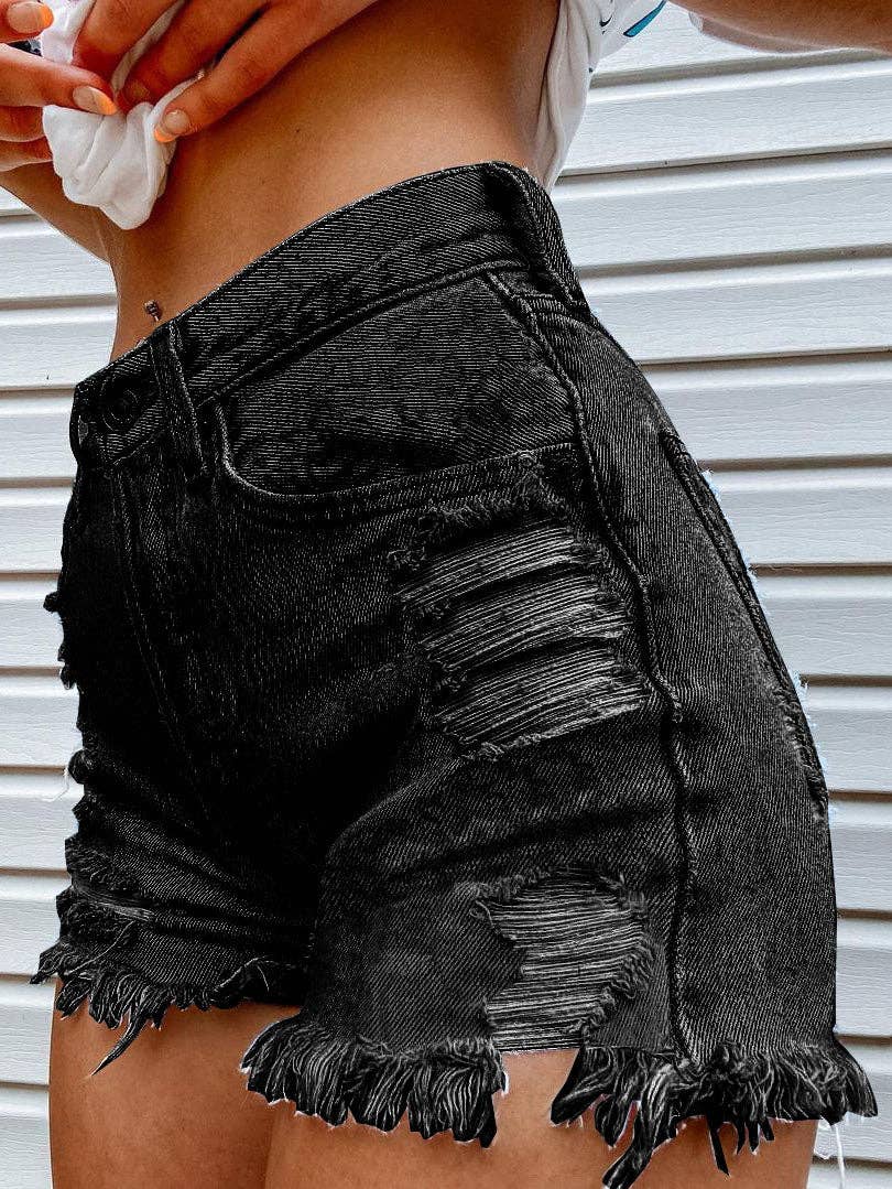 Tourtiwi - Bite Finger Printed Ripped Jeans: Blue / L