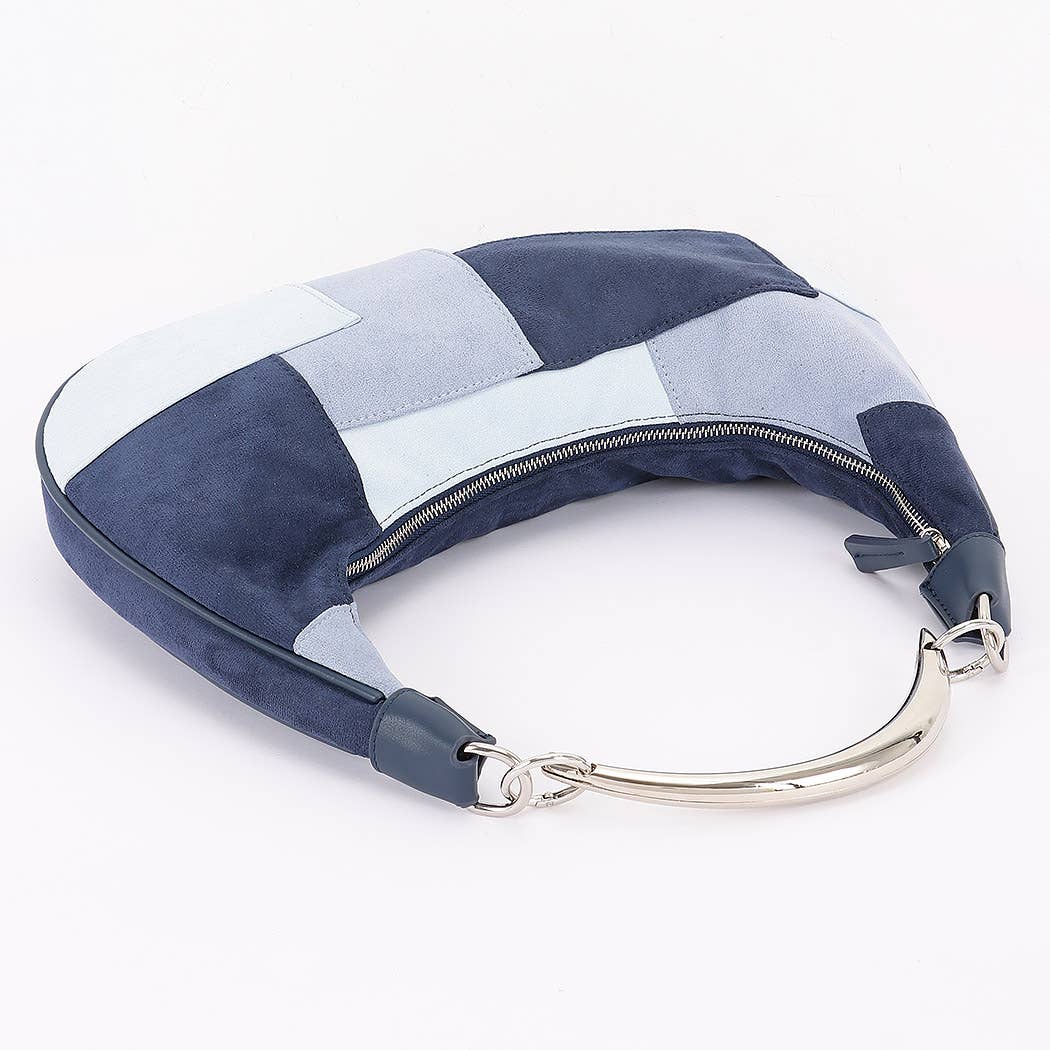 Faux Suede Hobo Bag: Blue