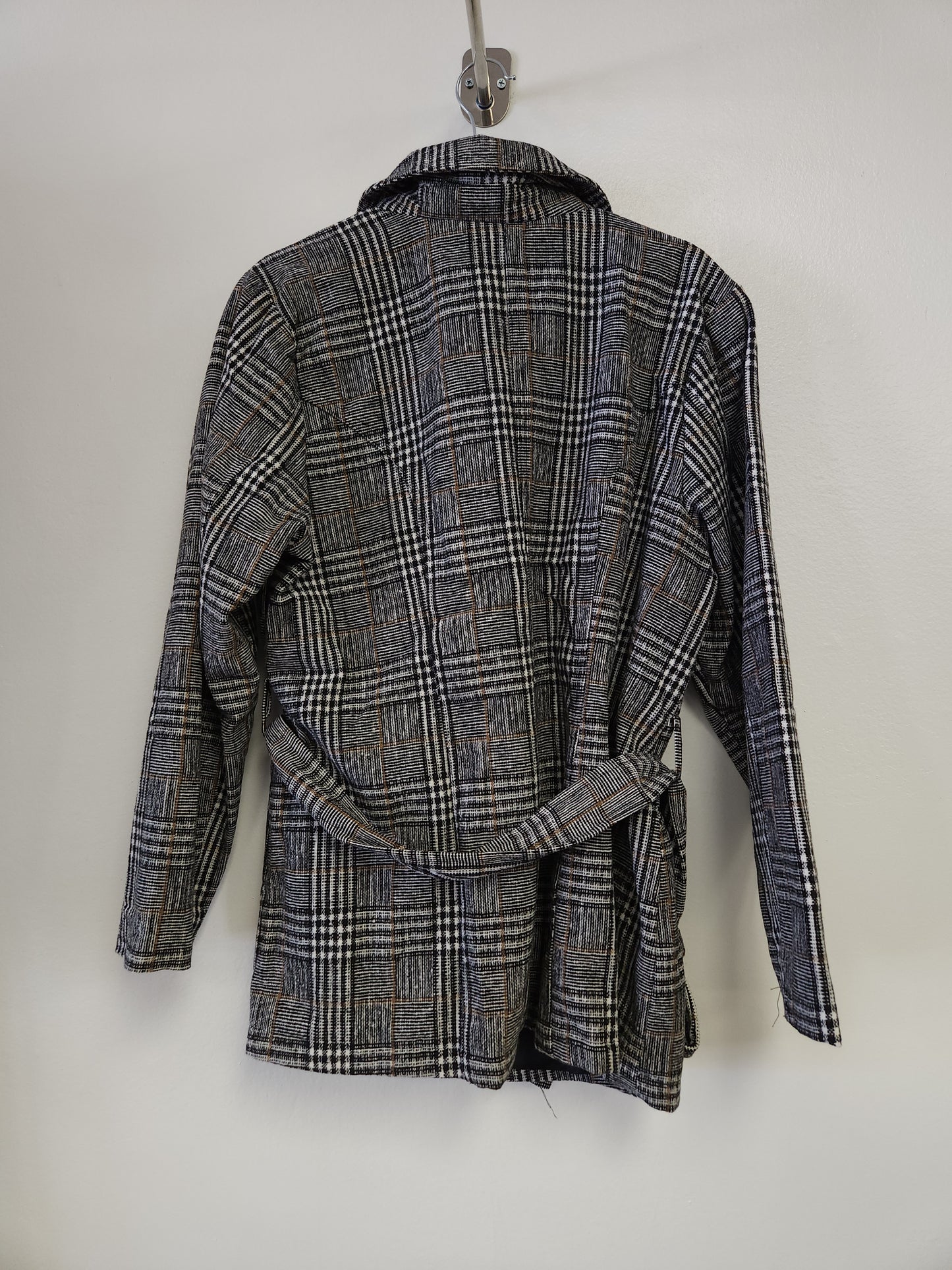 Plus Size Plaid Double Breasted Jacket Bodi Language for Women