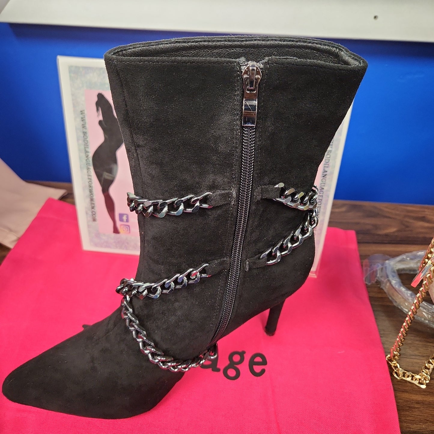 Black bootie w/ Chain Bodi Language for Women