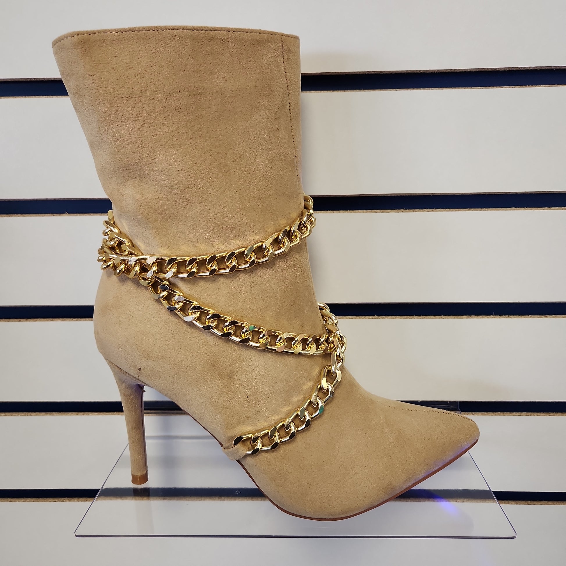 Tan Bootie w/ Chain Detail Bodi Language for Women