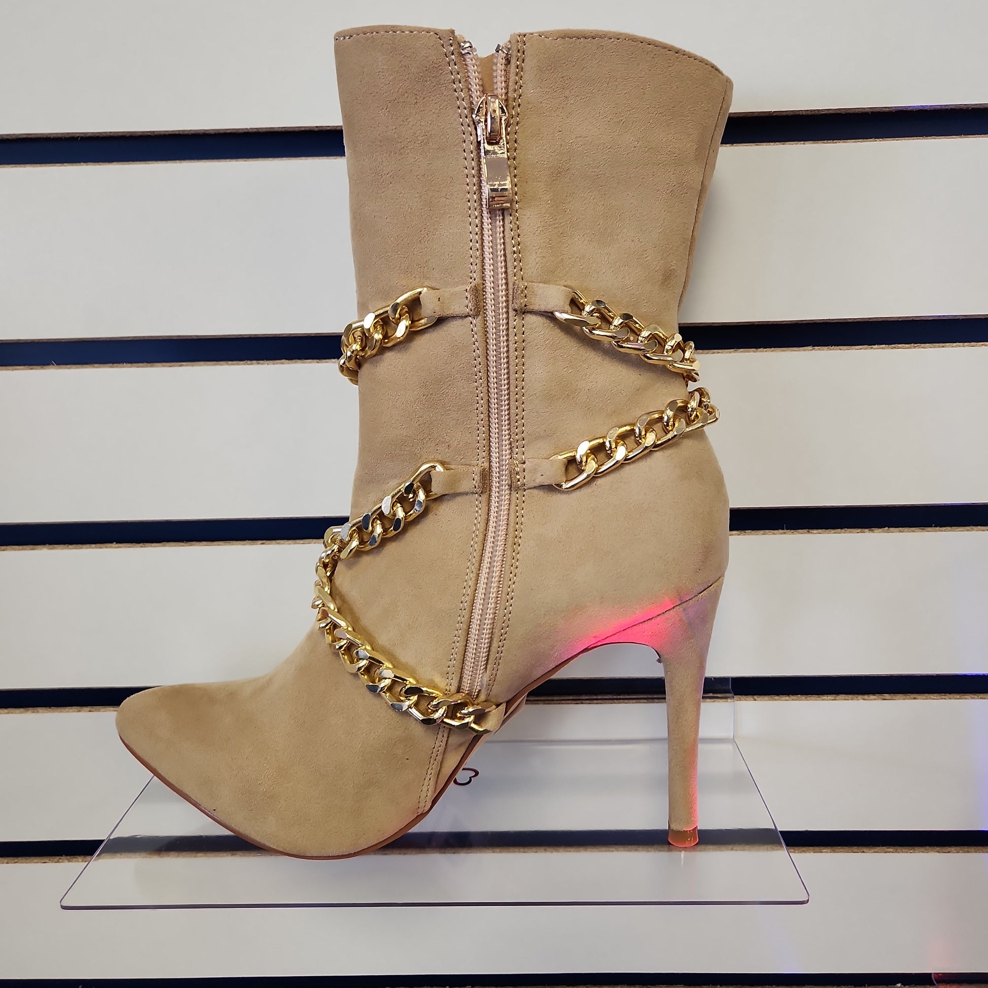 Tan Bootie w/ Chain Detail Bodi Language for Women