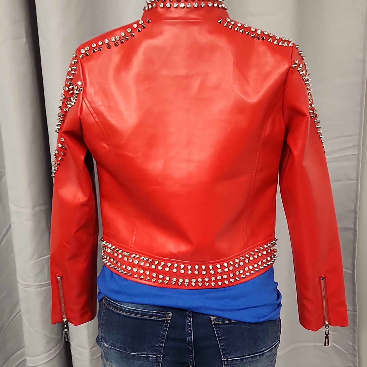 Lizette red studded jacket - Bodi Language for Women