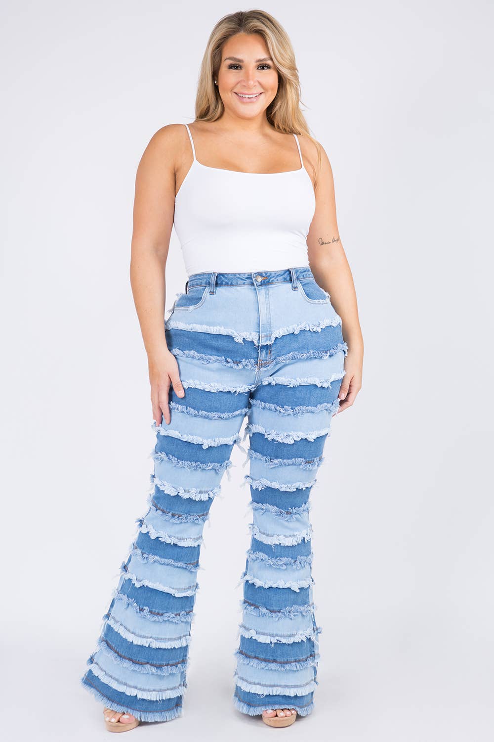 Patchwork Shredded Denim Jean - Bodi Language for Women