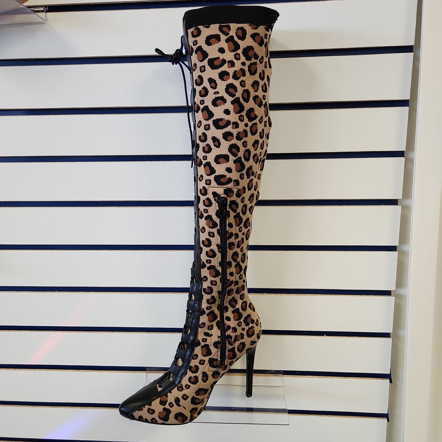 Tall leopard over the knee lace-up boot - Bodi Language for Women