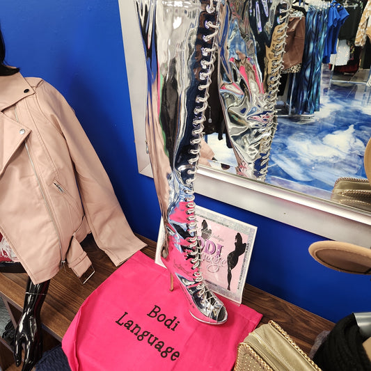 Tall silver boot - Bodi Language for Women