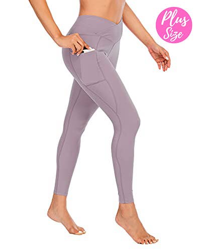 - Women's Plus Crossover High Waisted Side Pocket Legging Bodi Language for Women