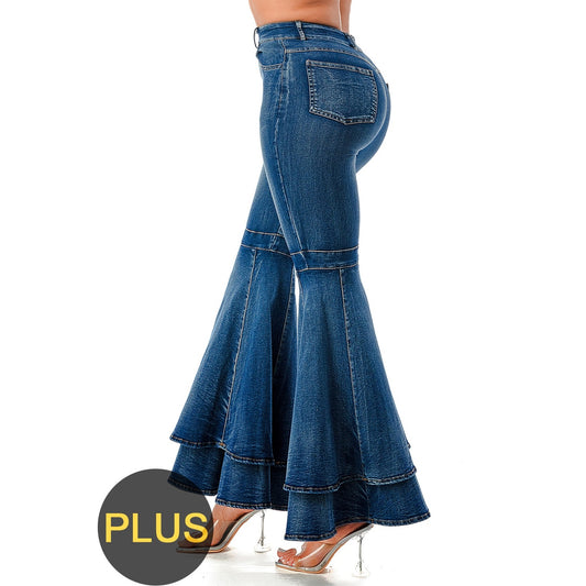 - Plus Size Layered Denim Pants Bodi Language for Women